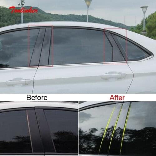 Tonlinker Exterior Windows Column beside Cover Sticker For Volkswagen Jetta MK7 2019-20 Car styling 6 pcs PVC Cover Stickers