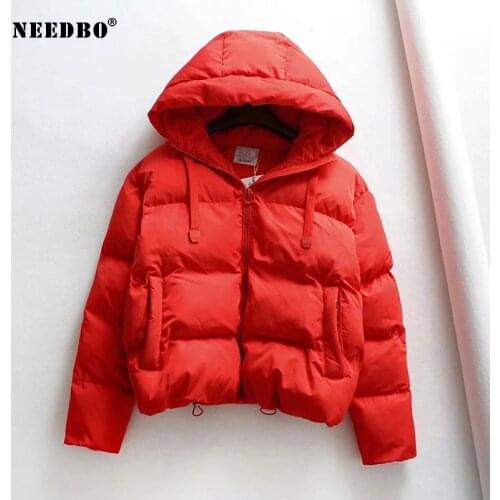 NEEDBO Cotton Padded Jacket Winter Hooded Parkas Woman Warm Down Jacket Large Size Coat Thicken Women Casual Puffer Jacket