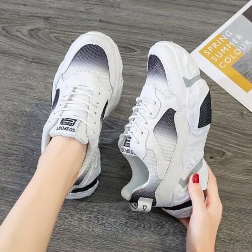 2020 Autumn New Korean Student Sports Shoes Female Mesh Comfortable Breathable All-match Casual Running Trend Casual Sneakers