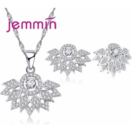 New Arrival Unique Design Geometric Jewelry Sets Real Necklace Earrings Set 925 Sterling Silver Brand Jewelry