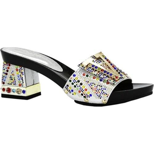 New Arrival Ladies Women Sexy high Heels Women Pumps Sapato Feminino Slip on Women Summer Slipper Shoe Decorated with Rhinestone