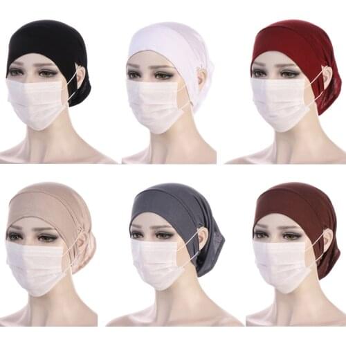 Cross Cover Inner Hijab Cap Lady Headwear Bone Bonnet Muslim Hijab Rhinestone Women Scarf Hijabs Islamic Neck Cover Bonnet