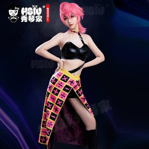 HSIU Anime JoJos Bizarre Adventure Golden Wind Role wig Trish Una cosplay Short pink wig Fiber synthetic wig