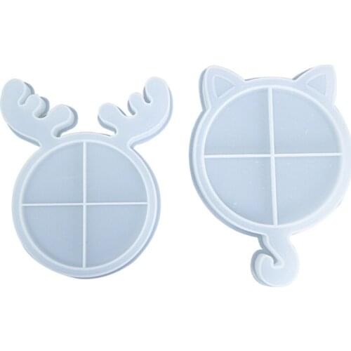 Christmas Deer/Cat Tray Epoxy Resin Mold Serving Plate Silicone Mould DIY Crafts Jewelry Holder Casting Tools