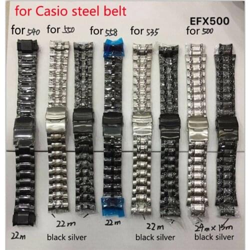Accessories stainless steel strap mens for Casio ef-550 500 312 539 524 534 501 543 527 563 sports waterproof strap watch band