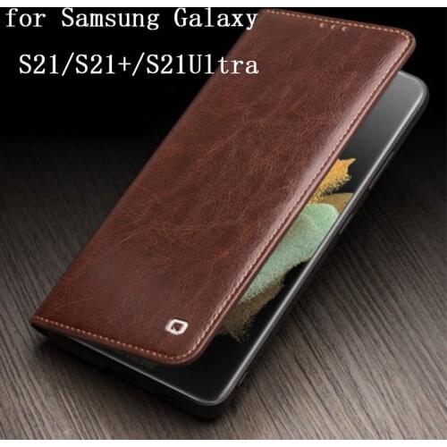 Luxury Genuine Leather Case Cover for Samsung Galaxy S21/S21+ Flip Wallet Case for Samsung Galaxy S21 Ultra Skin with Card Slots