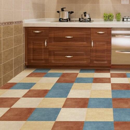 Funlife Self Adhesive PVC Floor Tile Stickers Waterproof,Non-Slip Vintage Decorative Floor Decals Bathroom Living Room DIY Decor