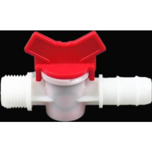 4/6/8/10/12/16/20mm Hose Barb x 1/2" 3/4" BSP Male Thread Two Way Plastic Ball Valve Aquarium Garden Micro Irrigation Connector