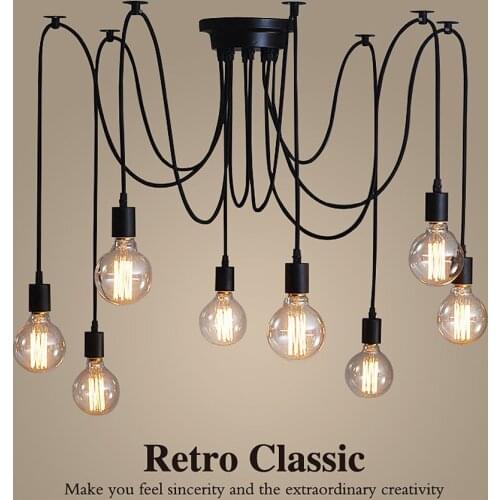Modern Nordic Retro Edison Bulb E27 2 meters Line Vintage lamps Antique DIY Art Spider Pendant Lights Home suspension