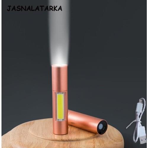 LED Flashlight USB Recharge COB Side Light Electric Torch Portable Outdoor Camping Super Bright Multifunctional Flashlight SD017