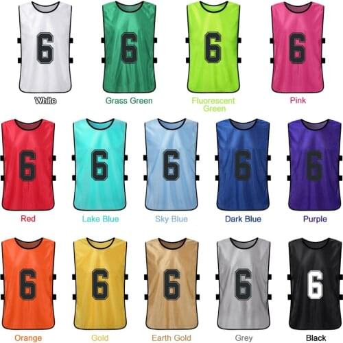 6PCS/12PCS Kids Football Jerseys Football Uniform Shirt Basketball Soccer Team Jersey Training Numbered Practice Sports Vest