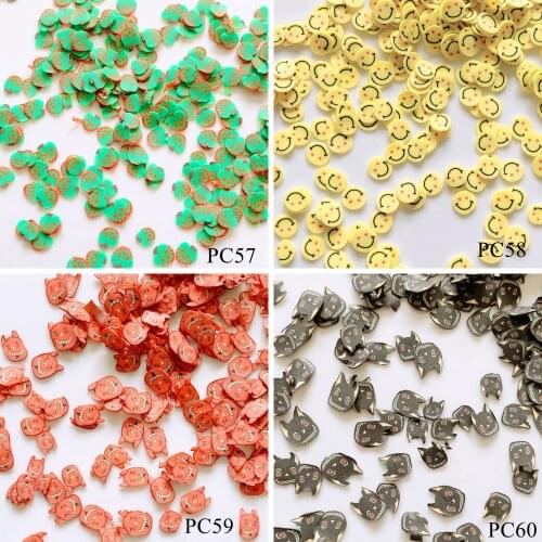 100g/bag Polymer Clay Slices Nail Art Decoration Pieces for Fake Food DIY Decoration Smiling Face Ghost PC57-60