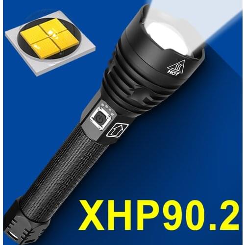 Bright XHP90.2 Most Powerful LED Flashlight Torch XHP90 Tactical Flashlight Rechargeable USB Flash Light 18650 XHP50 LED Lantern
