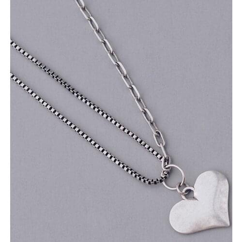 Foxanry 925 Sterling Silver Necklace for Women Trend Punk Vintage Sweet Love Pendant Clavicle Chain Party Jewelry Birthday Gifts