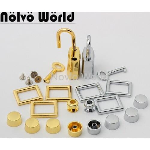 1-5-30sets 2 colors metal accessories for chain bag key lock rivets eyelets square buckle sale together bag hardware