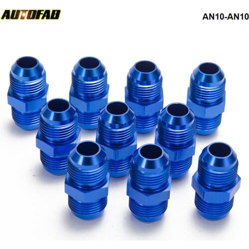 10PCS/LOT 10pcs Blue AN10-AN10 Male Blue Anodized Aluminum Union Adapter Fittings For Fuel Tank/Water Tank AN10-AN10