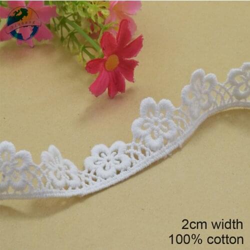 10yards 2cm white 100% cotton embroidery lace french lace ribbon fabric guipure diy trims warp knitting sewing Accessories#3203