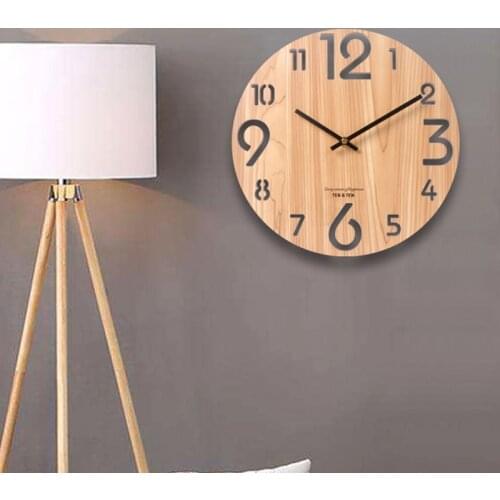 12 inch Wooden wall clock simple hollow modern design Nordic living room decoration kitchen quartz clock art Decor Wall hanging