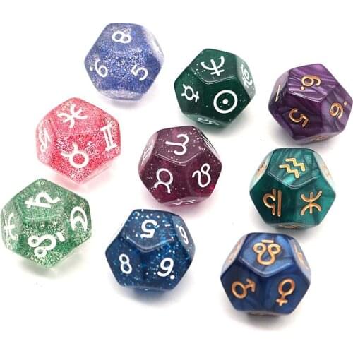 3Pcs/Set Creative Dice 12-Sided Astrology Zodiac Signs Dice For Constellation Divination Toys Entertainment Board Game Dice