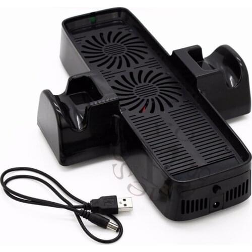 3 in 1 Vertical Charging Dock Station Cooling Fan Stand With USB Cable For Microsoft For Xbox 360 Slim Console