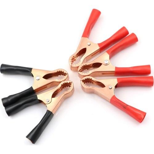 5Pcs 50A Red + Black 80mm Car Alligator Clips Battery Clamps Crocodile Clip Car Alligator Clips Random Color