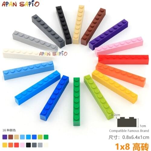 5pcs/lot DIY Blocks Building Bricks Thick 1X8 Educational Assemblage Construction Toys for Children Size Compatible With lego