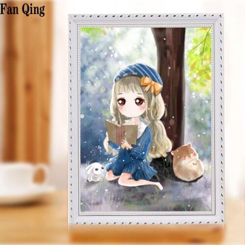 Diamond Embroidery Cute cartoon girl DIY 5d Diamond Painting Pictures Of Beads For Needlework Rhinestones Mosaics Decor Drawings