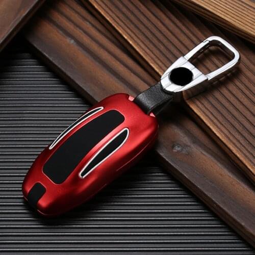 Car Keychain For Tesla Model 3 S Key Case Holder Metallic Shell Protective Remote Control Keychainns Key Fob Cover