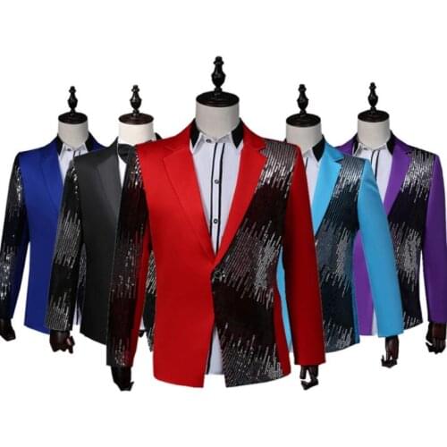 Blazer men suit jackets lightning sequins formal dress mens wedding suits costume singer star style stage gradient clothing