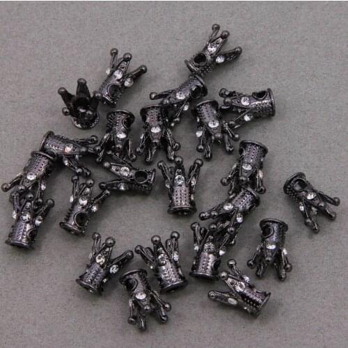 6pcs Multi-style Crown Separation Beads DIY Metal Micropave Crown Separation Beads for Beads Men and Women Bracelets Cheap Whole