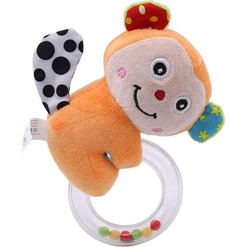 Baby Round Rattle Toys lovely Animal Hand Bells Plush Toy Baby Kid Bed Stroller Rattle Toys