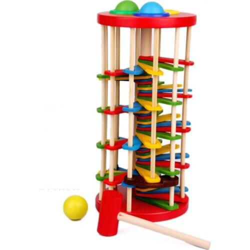 Knock the ball off the ladder wooden childrens educational toys RB32 color ball knock tables baby hands off the ladder