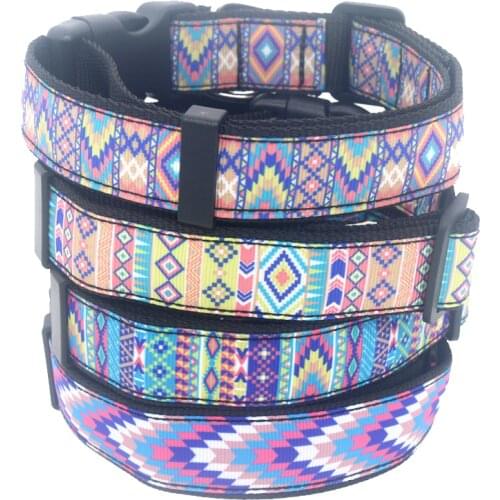 DUWES 1'' 25mm Dog Collar Tribal Personalized Adjustable High Quality Ribbons Pet Collars D1517
