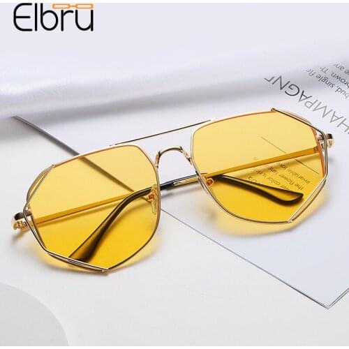Elbru Fashion Vintage Metal Irregular Sunglasses Brand Designer Colorful Eyewear Women Men Sunshades UV Protection Sun Glasses