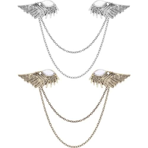 Elegant Shirt Collar Pin Brooch Metal Angle Wings Cardigan Shawl Neck Tip Tassel Clips DIY Clothes Holder Clasps Suit Lapel Pins