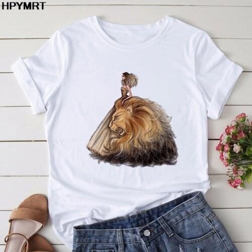 New Summer harajuku Leo Girl Printed T Shirts Womens Casual T-shirt Female Short Sleeve Tops Fashion Streetwear T Shirt Clothes