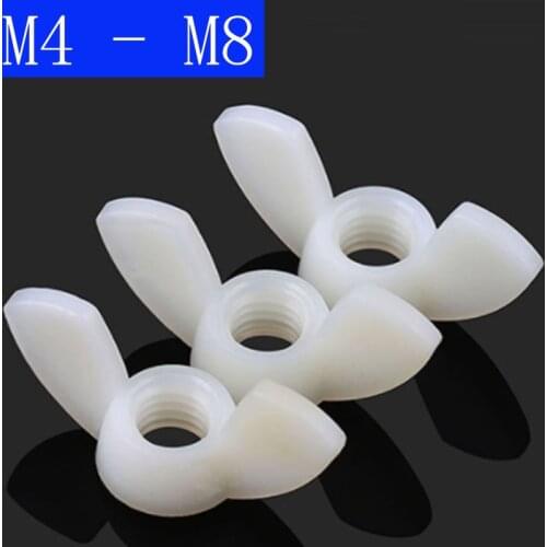 M4 M5 M6 M8 4mm 5mm 6mm 8mm White Plastic Nylon Castellated Thumb Wings nuts DIN 315 for screws bolts