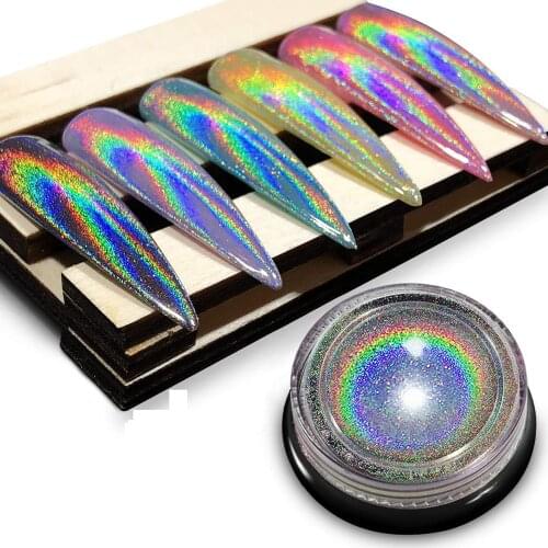 Holographic Chrome Nail Powder for Nails, Holo Nail Powder Rainbow Unicorn Mirror Effect Multi Chrome Manicure Pigment 0.04oz/1g