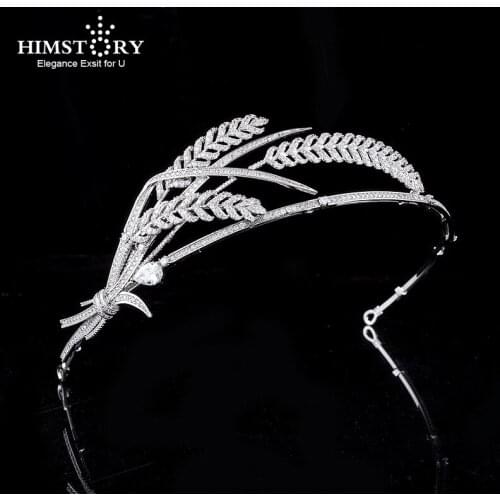 Himstory New Fashion Unique Bride Marriage Zircon Tiaras Crown Goddess Wheat Designs Hair Accessories