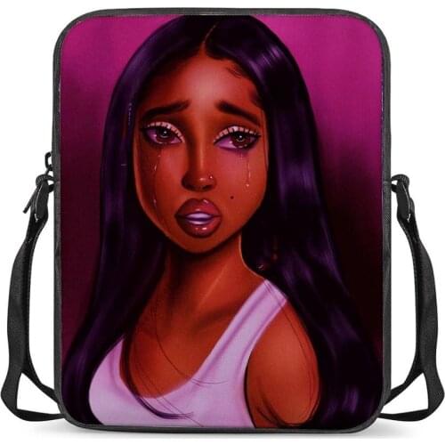 HYCOOL Kids Mini School Bag Bad Mood Black African Girl Print Women Cross-Body Bags Female Casual Travel Storage Shoulder Bag
