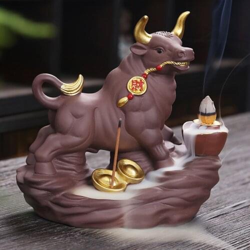 New Backflow Incense Burner Bullish Soaring Fortune and Treasure Sandalwood Incense Burner Home Office Decoration