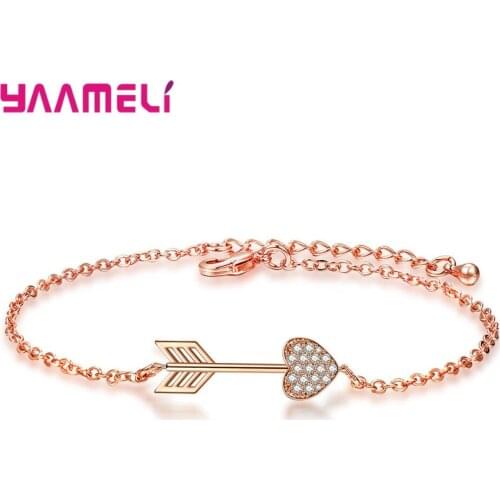 925 Sterling Silver Cute Charms Love Arrow Pendant Adjsutale Bracelet For Girls Women Wife Treny Choker Hot Sale Jewelry