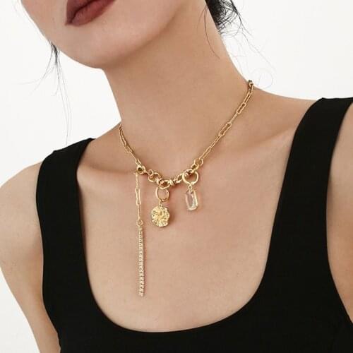 Trendy Classic 2 In 1 Short Pendant Necklace Earrings For Women New Gothic Punk Jewelry Hip Hop Party Girls Sexy Clavicle Chain