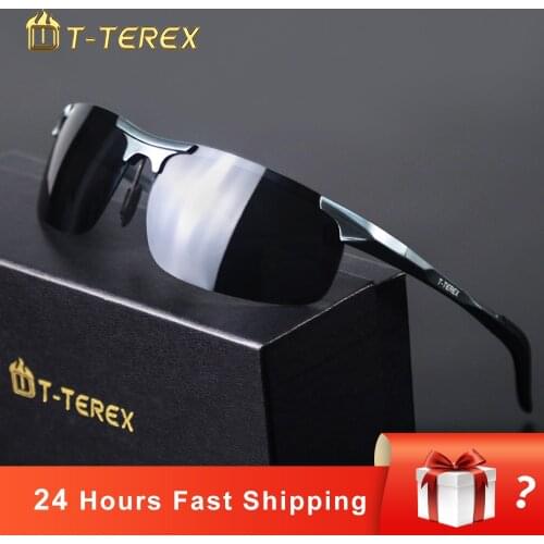 T-TEREX Polarized Sunglasses Men UV400 Lens Metal Frame Male Sun Glasses Brand Designer Driving Goggles For Fishing Sport