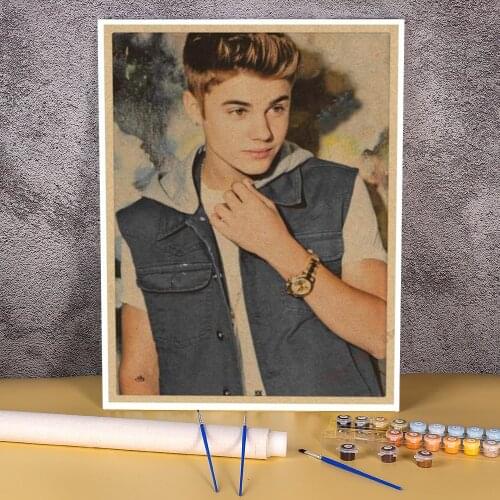 Justin Bieber Coloring By Numbers Painting Complete Kit Oil Paints 50*70 Canvas Pictures Decorative Paintings Wholesale