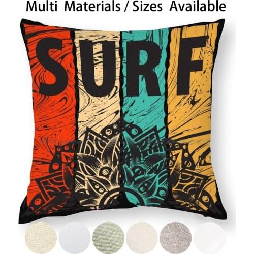 Surf Pillow Case Throw Pillow Cover Cotton Linen Flax Holiday Summer Beach Surfing Sea Ocean For Surfer For Kids For Dad Friend