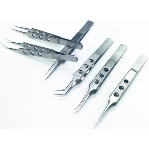 1pcs 10.5CM Stainless steel Dovetailed Tweezers Platforms Ophthalmic Fure Hair planting Micros Forceps