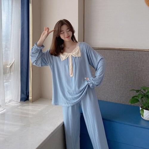 Long Sleeve Pajamas Set for Women Autumn Winter Women Nightwear Ladies Lace Girlsfriend Suit Youth Student Cute Sleepwear Set