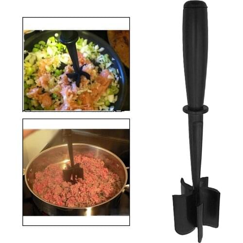 Plastic Meat/Potato Masher Safe for Non-Stick Cookware, Pack of 1, Black ,Hamburger Chopper Utensil