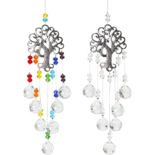 Hanging Crystal Suncatcher Rainbow Maker Hanging Prism Tree of Life Decor for Garden Outdoor Home Kids Room Window